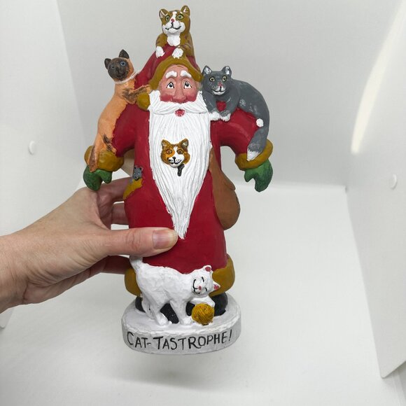 Vtg 98 House Hatten Susan Smith Cat-Tastrophe Santa Cats Crazy Lady Christmas - Picture 3 of 12